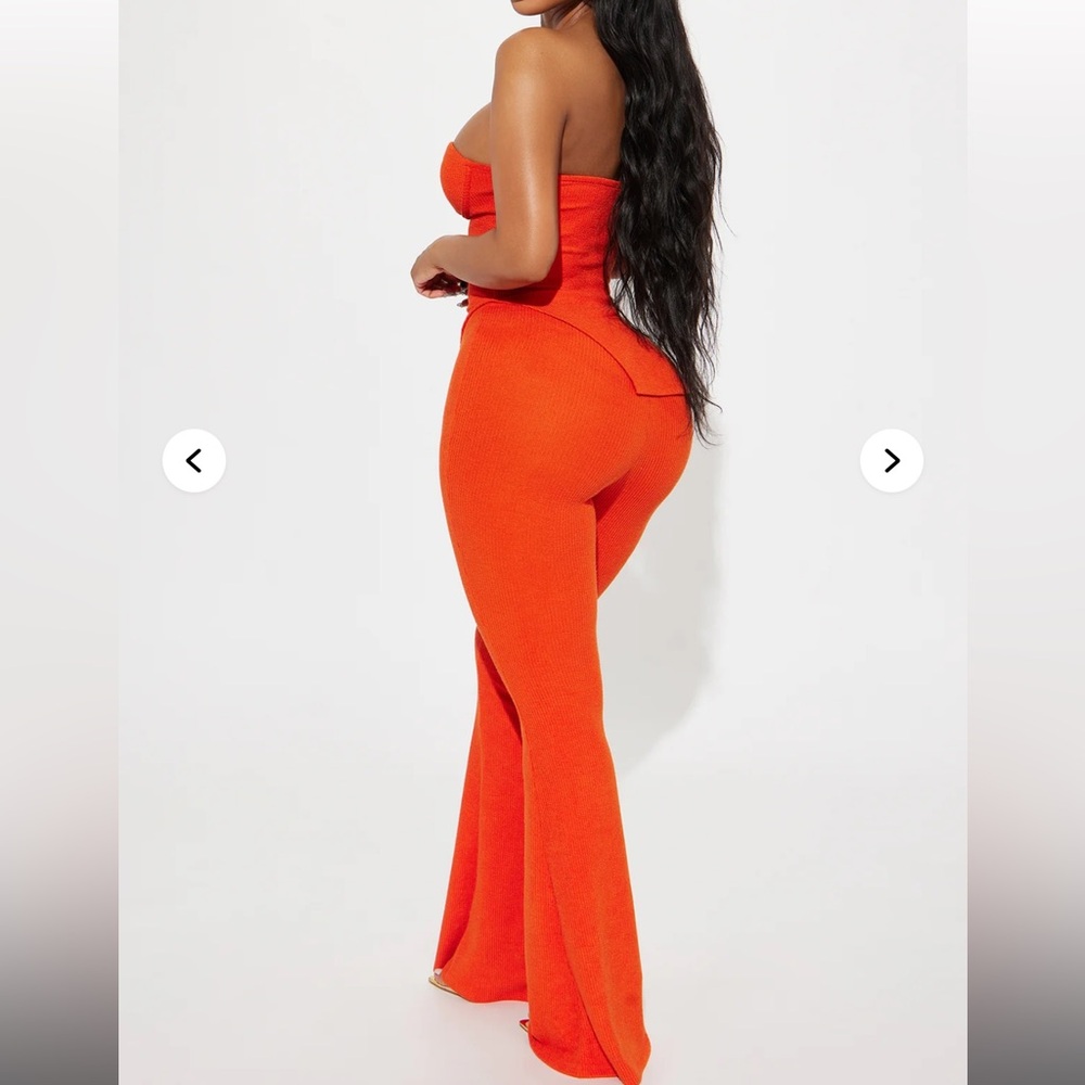 Call My Name Ribbed Pant Set – Orange - Picture 2 of 5
